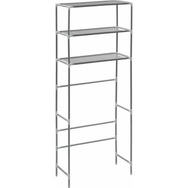 vidaXL Hylla för tvättmaskin med 3 hyllplan silver 69x28x169 cm