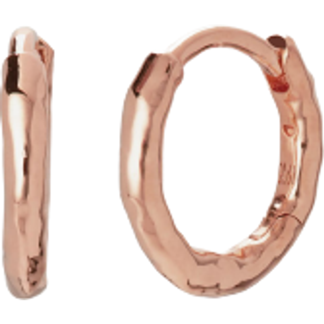 Monica Vinader Womens Rose Gold Ziggy Hammered Recycled 18ct Gold-plated Vermeil on Sterling Silver Huggie Earrings - ROSE GOLD