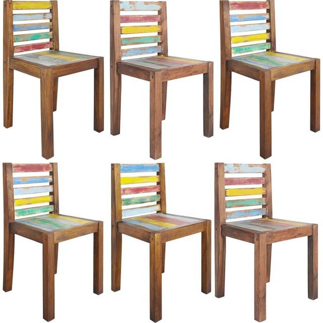 vidaXL Dining Chairs 6 pcs Solid Reclaimed Wood - Multicolour