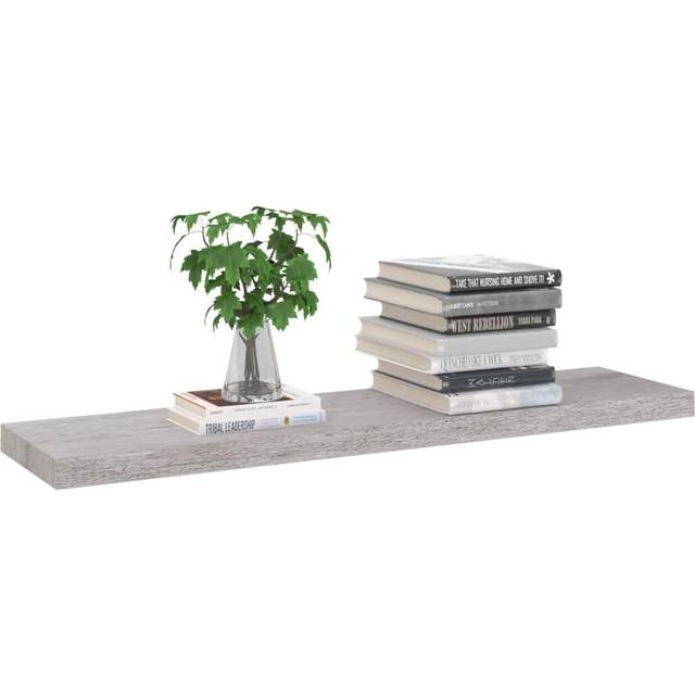 vidaXL Svävande vägghylla betonggrå 90x23,5x3,8 cm MDF