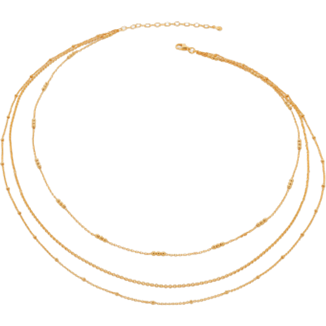 Monica Vinader Fine Beaded Layered Chain Necklace, Gold