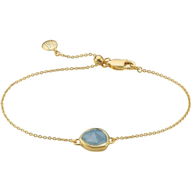 Monica Vinader Womens 18ct Gold Vermeil Siren Gold-plated Sterling Silver and Aquamarine Fine Bracelet 1 Size