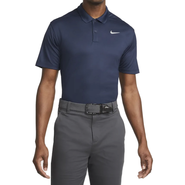 NIKE DRI-FIT VICTORY SOLID POLO SHIRT - OBSIDIAN / WHITE - S