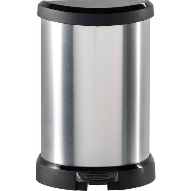 Curver Deco Black & Silver Small Pedal Bin - 20 Litre - Grey