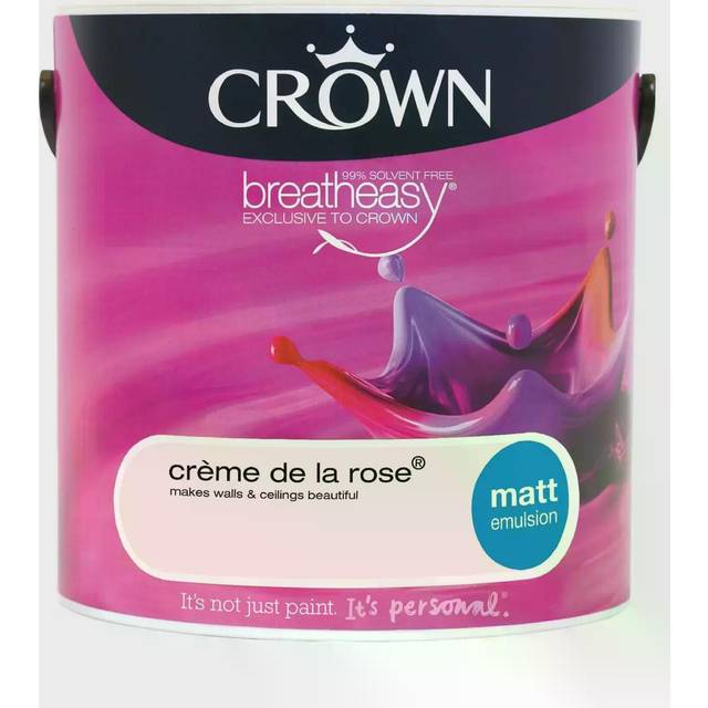 Crown Breatheasy Walls & Ceilings Creme De La Rose Matt Emulsion Paint 2.5L - Pink