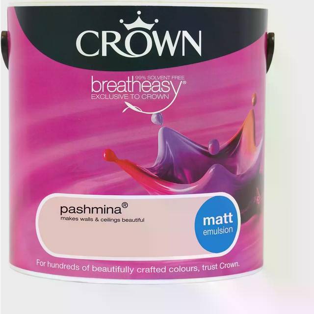 Crown Breatheasy Walls & Ceilings Pashmina Matt Emulsion Paint 2.5L - Pink