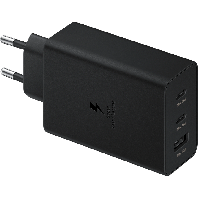 Samsung Trio Väggladdare, 65W, USB-A, 2x USB-C - Svart