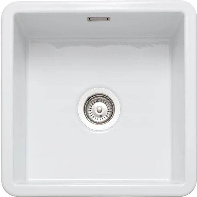 Rustique Kitchen Sink 1.0 Single Bowl Square Ceramic Strainer Waste - Rangemaster