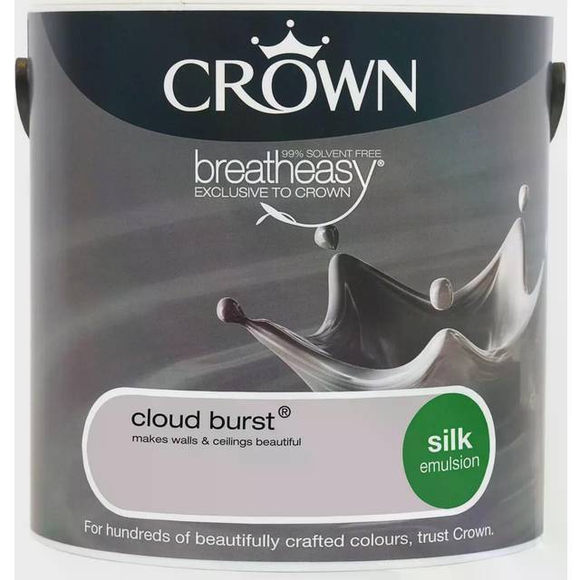 Crown Breatheasy Walls & Ceilings Cloudburst Silk Emulsion Paint 2.5L - Grey