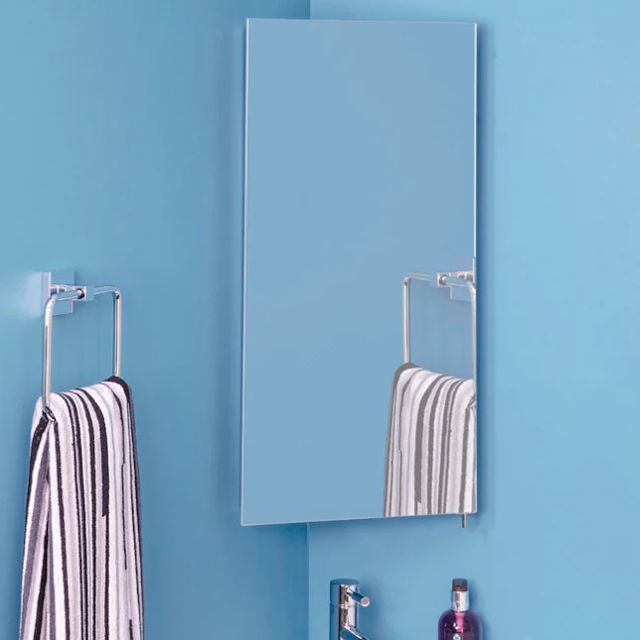 Croydex houston single door illuminated corner cabinet aluminium 70x34.5x16.5 cm