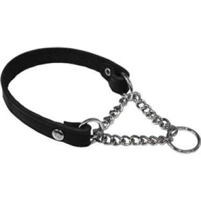 Läderhalsband Halvstryp 1,8x45 Cm Svart