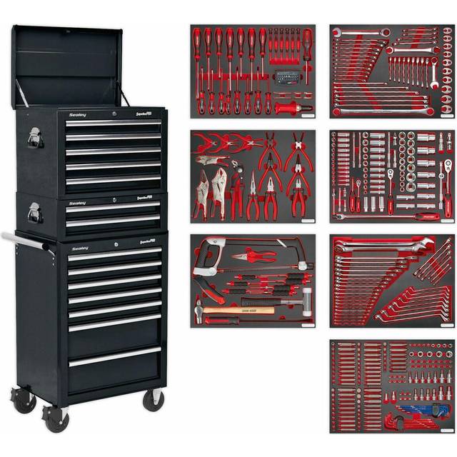 Sealey Tool Chest Combination 14 Drawer with Ball Bearing Slides - Black &446 Pi