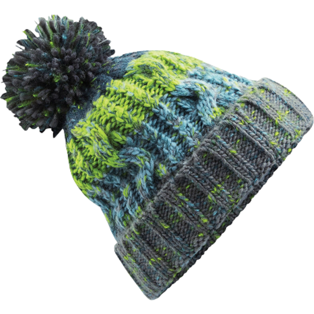 (One Size, Electric Grey) Beechfield Unisex Adults Corkscrew Knitted Pom Pom Beanie Hat