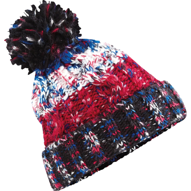 (One Size, Black Jacks) Beechfield Unisex Adults Corkscrew Knitted Pom Pom Beanie Hat