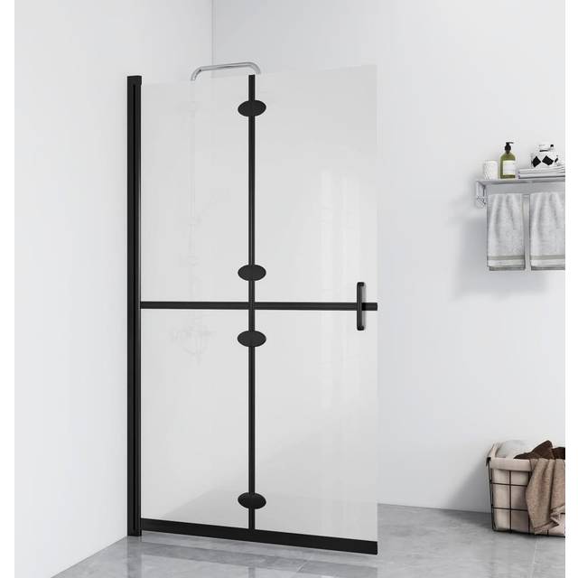 vidaXL Foldable Walk-in Shower Wall Frosted ESG Glass 80x190 cm - Transparent