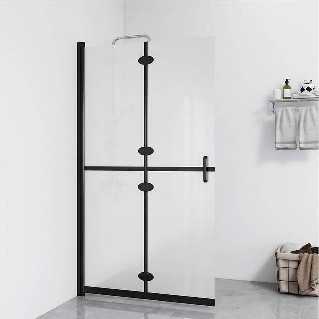 vidaXL Foldable Walk-in Shower Wall Frosted ESG Glass 70x190 cm - Transparent