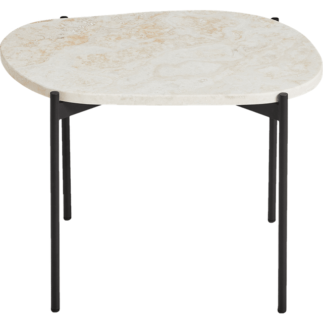 Woud - La Terra Side Table M - grau/Tischplatte aus Travertin/Gestell Eisen pulverlackiert glatt/LxBxH 57,2x40,5x41cm - grey (41.0 x 57.2 x 40.5cm)