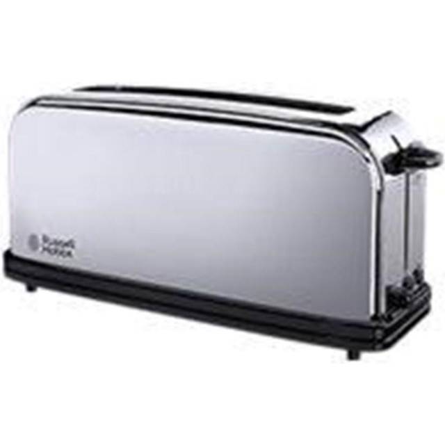 Russell Hobbs brödrost, långt fack för 2 skivor, extra brett fack, uppvärmningsgaller, justerbar rostningsgrad, upptiningsfunktion, 1000W, rostfritt stål, Victory 23510-56