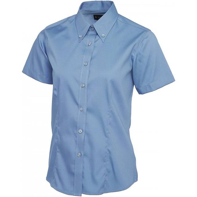 Uneek Ladies Pinpoint Oxford Half Sleeve Shirt UC704 Mid Blue 8 Colour