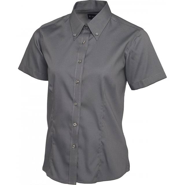 Uneek Ladies Pinpoint Oxford Half Sleeve Shirt UC704 Charcoal 18 Colou