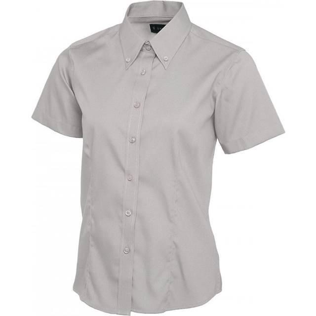 Uneek Ladies Pinpoint Oxford Half Sleeve Shirt UC704 Silver Grey 14 Co