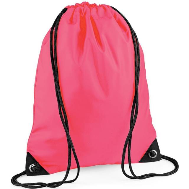 (One Size, Fluorescent Pink) Bagbase Premium Gymsac Water Resistant Bag (11 Litres) (Pack of 2)
