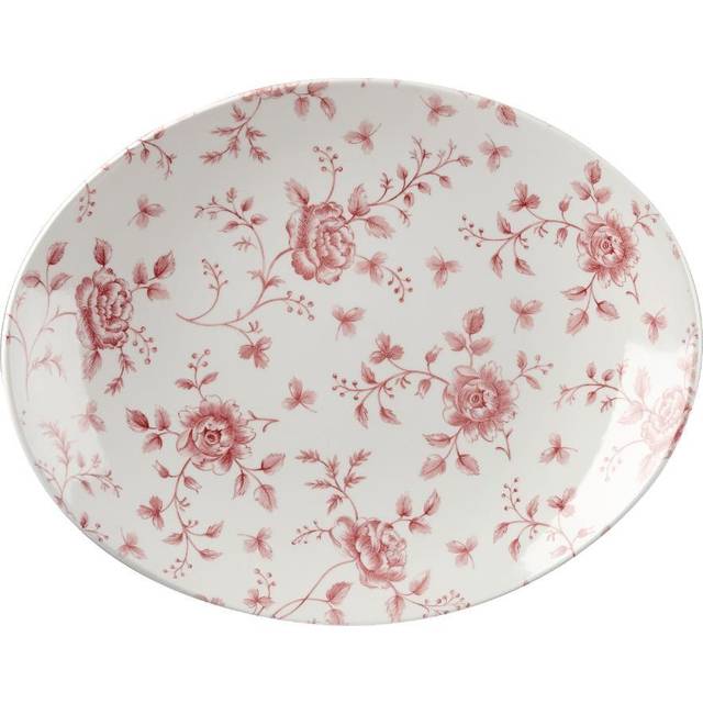 Churchill Vintage Prints Oval Plates Cranberry Rose Print 315mm (Pack of 6)