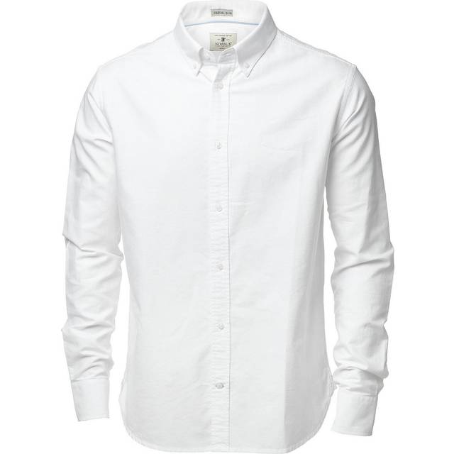 (L, White) Nimbus Mens Rochester Oxford Long Sleeve Formal Shirt