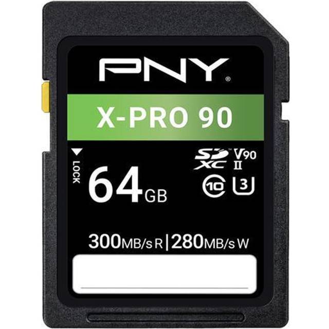 PNY X-Pro 90 Class 10 U3, UHS-II SD Flash 64GB Memory Card for 8K Videography