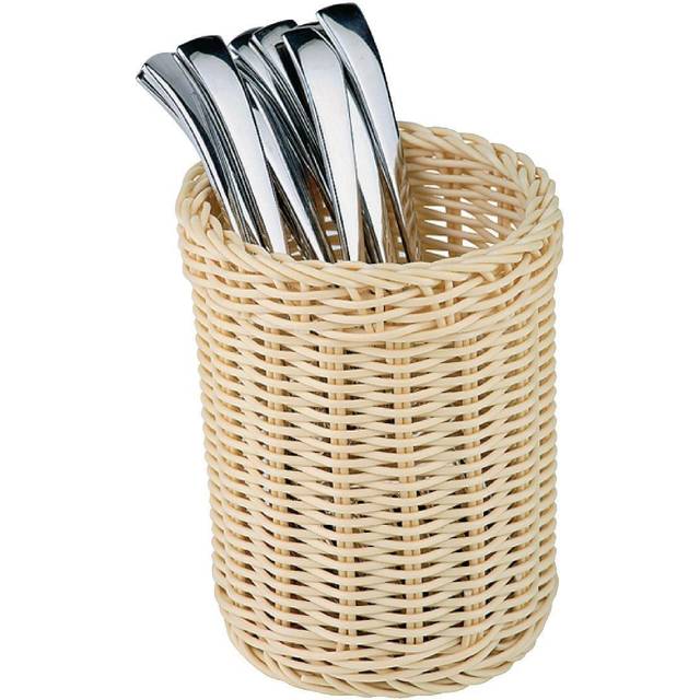 APS 40130 ECONOMIC polypropen bestick dispenser, flätverk, Ø 12 x 15 cm, beige