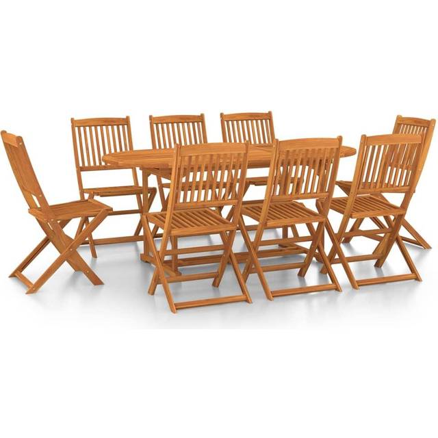 Matgrupp för trädgården 9 delar 180x90x75 cm massivt akaciaträ