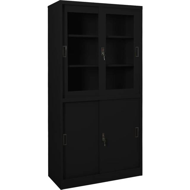 Vidaxl Office Cabinet With Sliding Door Black 90X40X180 Cm Steel - One Size