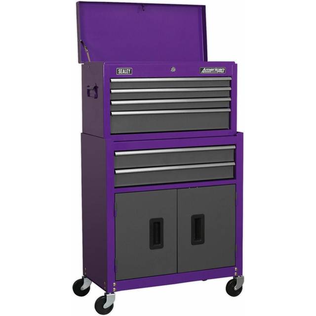 Sealey AP2200BBCP Topchest & Rollcab Combination 6 Drawer with Ball Bearing Slides - Purple/Grey