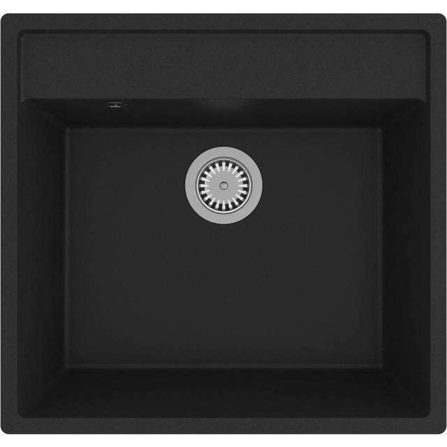 vidaXL Kitchen Sink with Overflow Hole Black Granite