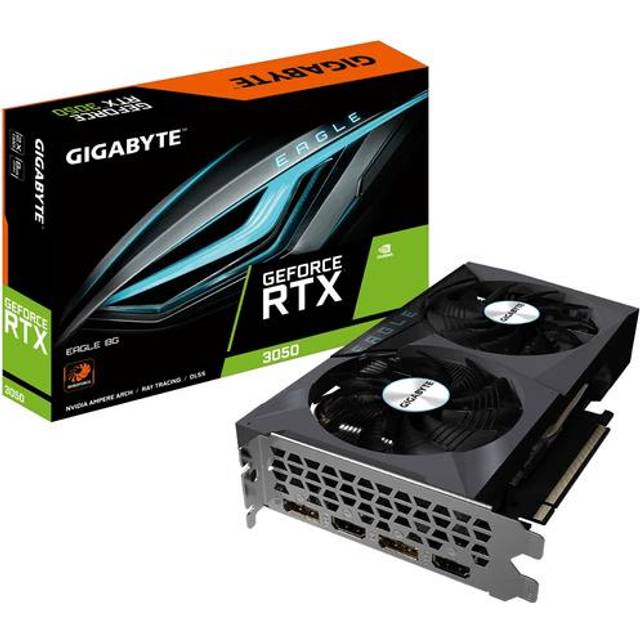 Gigabyte NVIDIA GeForce RTX 3050 EAGLE-grafikkort - 8 GB GDDR6, 128-bitars, PCI-E 4.0, 1777 MHz kärnklocka, 1 x DP 1.4, 1 x HDMI 2.1, NVIDIA Ampere - GV-N3050EAGLE-8GD