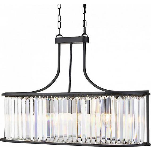 Victoria - 5 Light Bar Pendant Matt Black, with Glass, E27 - Searchlight