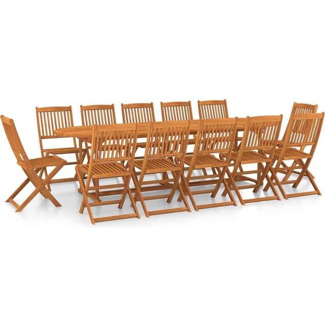 vidaXL 13 Piece Garden Dining Set 280x90x75 cm Solid Wood Acacia - Brown
