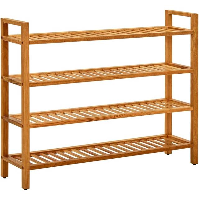 vidaXL Shoe Rack with 4 Shelves 100x27x80 cm Solid Oak Wood - Brown