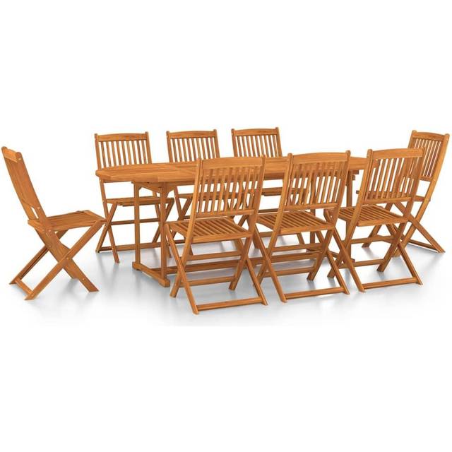 Matgrupp för trädgården 9 delar 220x90x75 cm massivt akaciaträ