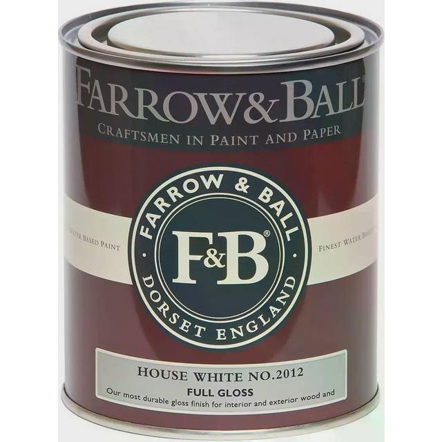 Farrow and Ball Full Gloss, House White No. 2012 750ml, Wood and Metalwork Paint, Door Paint, Window Paint, Joinery and Fixtures