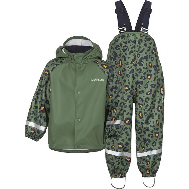 Didriksons Slaskeman Print 5 Ofodrat Regnset Barn Camo Green