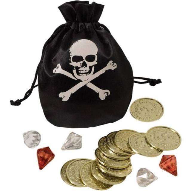 Amscan Pirate Pouch With Plastic Gold Coins & Gems - One Size