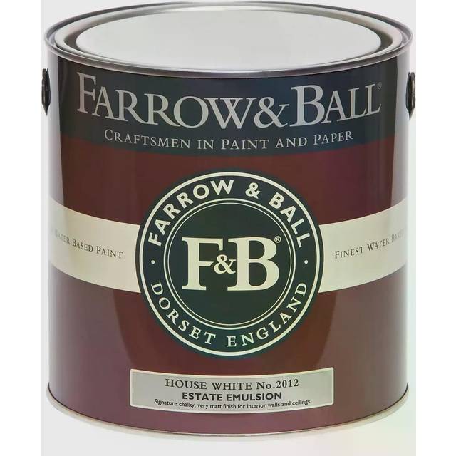 Farrow and Ball Estate Emulsion, House White No. 2012 2.5L, Estate Emulsion Paint , Paints, Wall and Ceiling Paints