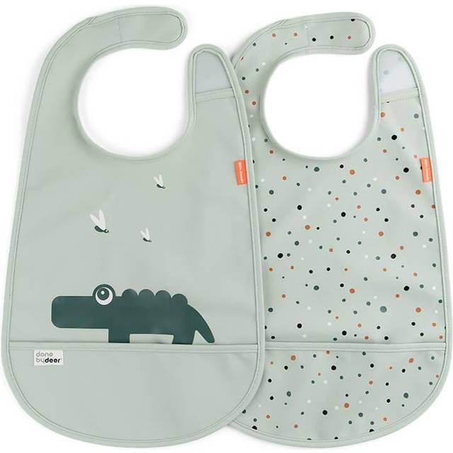Done by deer Croco bib with Velcro 2-pack Green