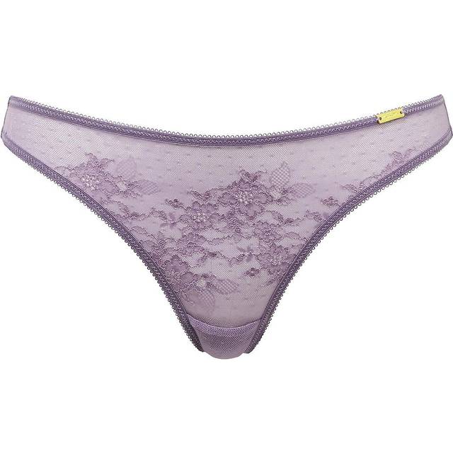 Gossard Womens Glossies Lace Thong - Blue Cotton - Size X-Small