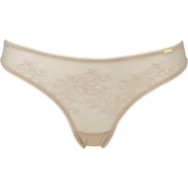 Gossard Womens Glossies Lace Thong - Beige Polyamide - Size Medium