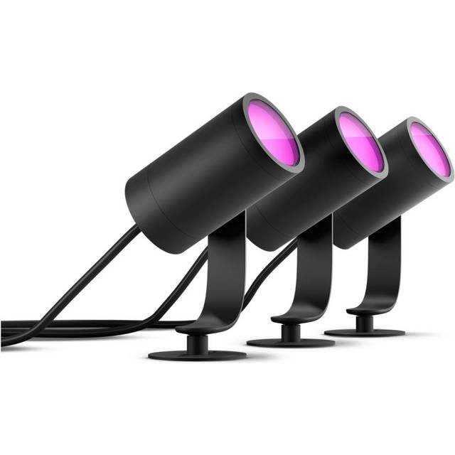 Philips Hue Lily White & Colour Ambiance LED Smart Outdoor Base Kit [3x Lily]. Works with Alexa, Google Assistant and Apple HomeKit