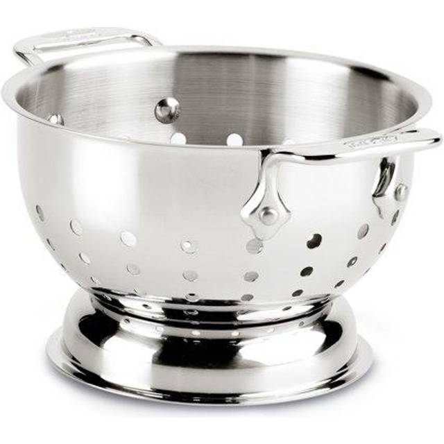 All-Clad Tools and Accessories Stainless Steel Colander 1.5 Quart Strainer  Pasta Strainer with Handle  Pots and Pans Silver