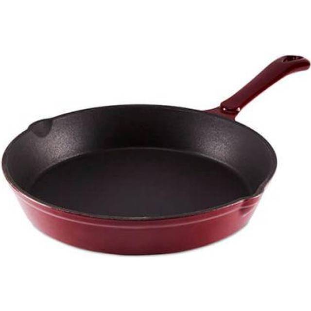 Tower Barbary & Oak Red 26cm Cast Iron Round Fry Pan