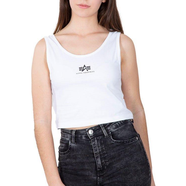 Alpha Industries Basic Crop SL Ladies Tank Top, white, Size L for Women